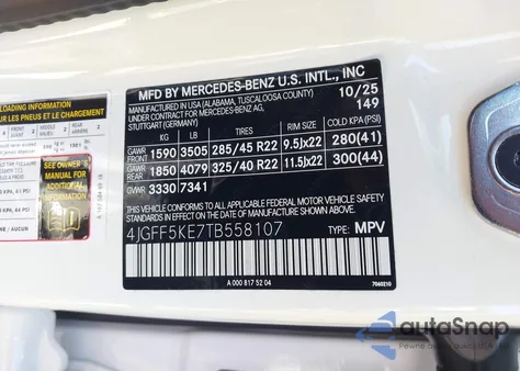 2026 Mercedes-Benz Gls 450 4Matic from USA, damaged, VIN 4JGFF5KE7TB558107